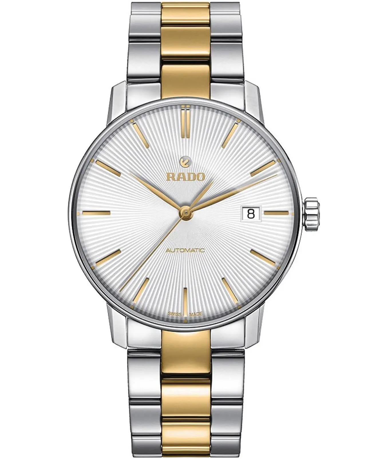 Rado Rado Coupole R22860103 Automatic R22860103 механические мужские часы белый циферблат, браслет нержавеющая сталь с pvd-покрытием — вид спереди